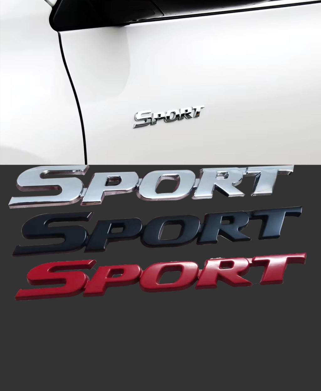 3D Chrome Metal Car Letters, SPORT Emblem, Sports Badges and Decals, Rear Trunk Accessories