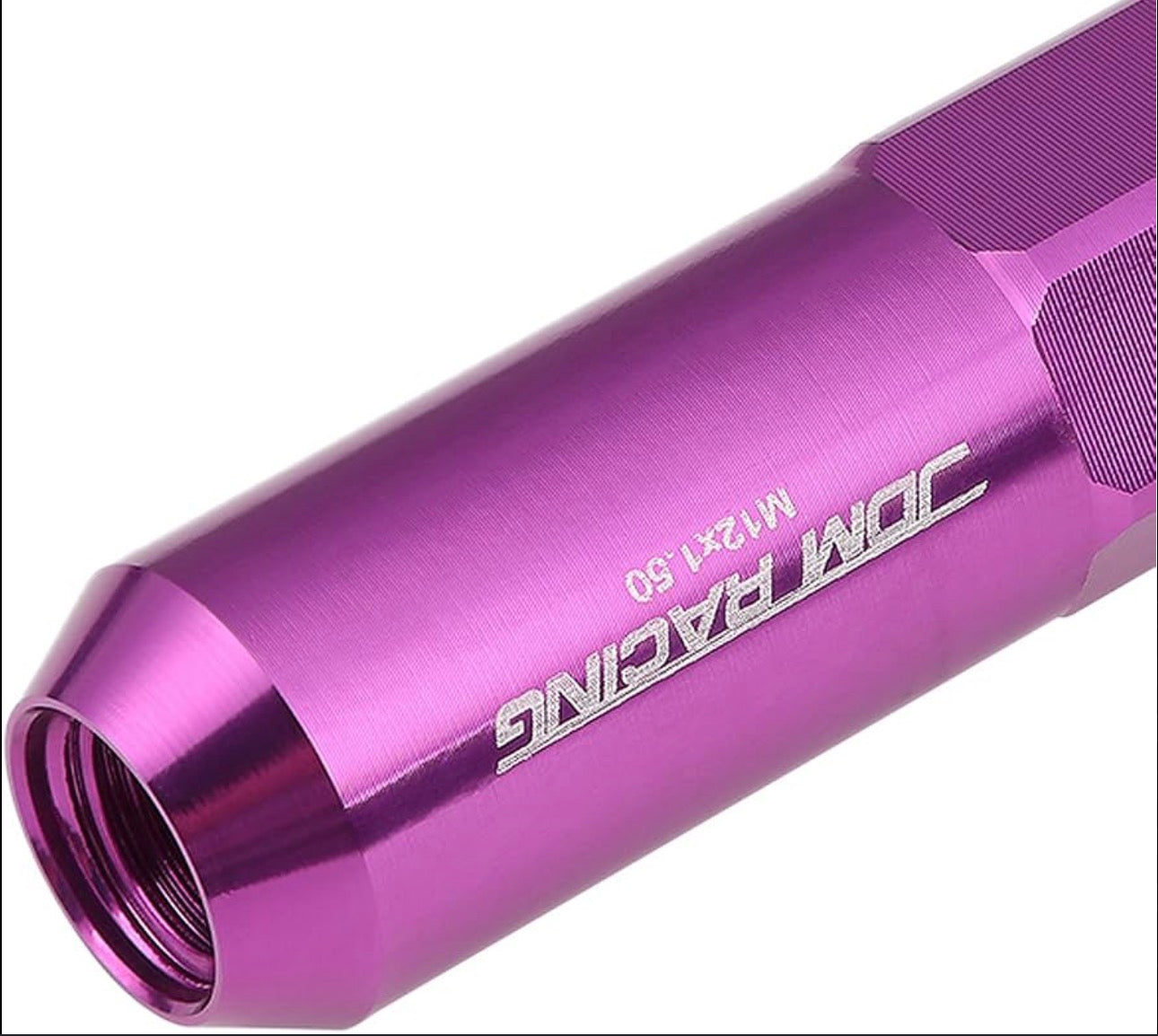 FULL THREADED 20x 12mmx1.5 OPEN END Purple Aluminum 90mm Rim Lug Nut w/Adapter