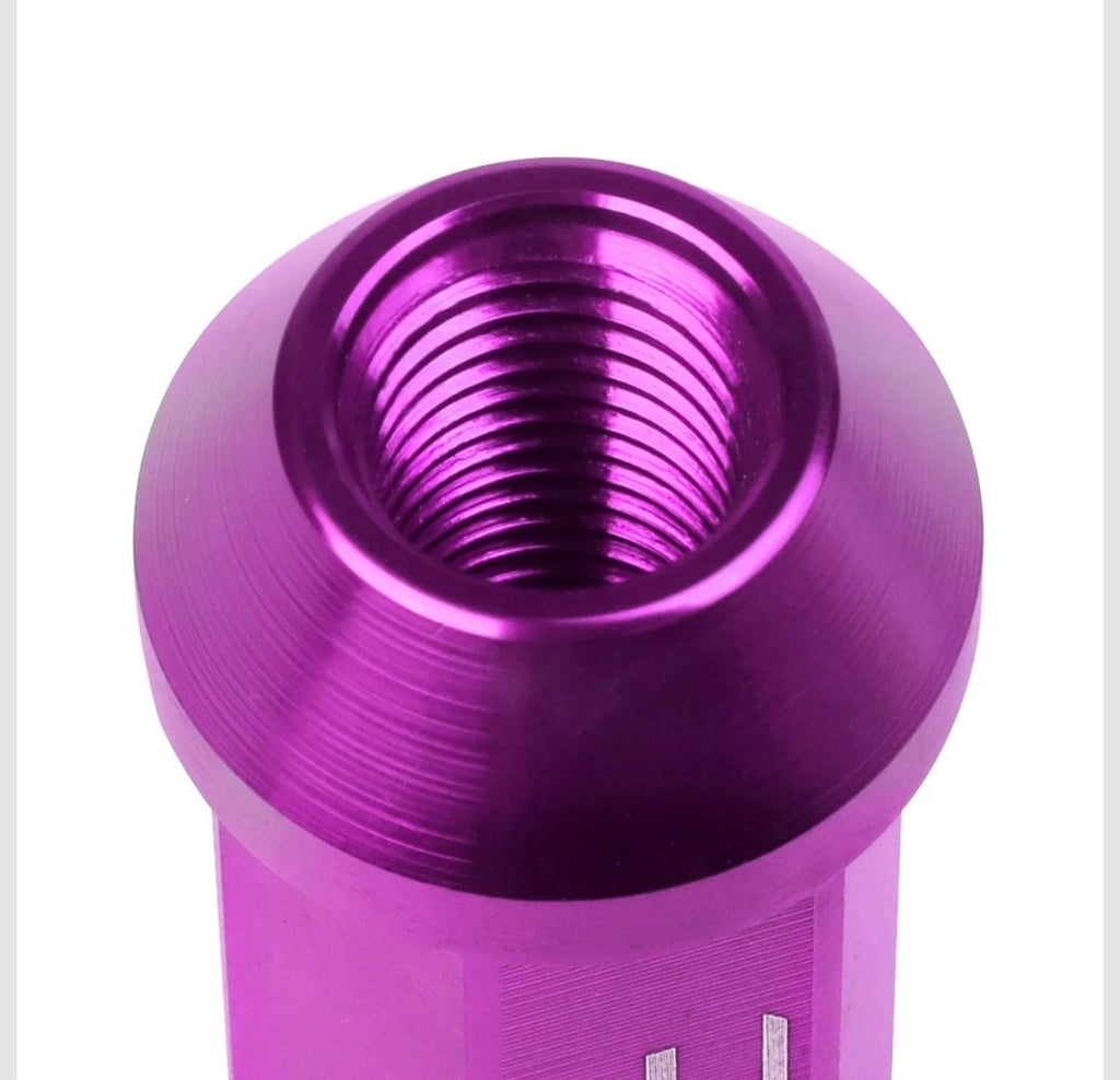 FULL THREADED 20x 12mmx1.5 OPEN END Purple Aluminum 90mm Rim Lug Nut w/Adapter