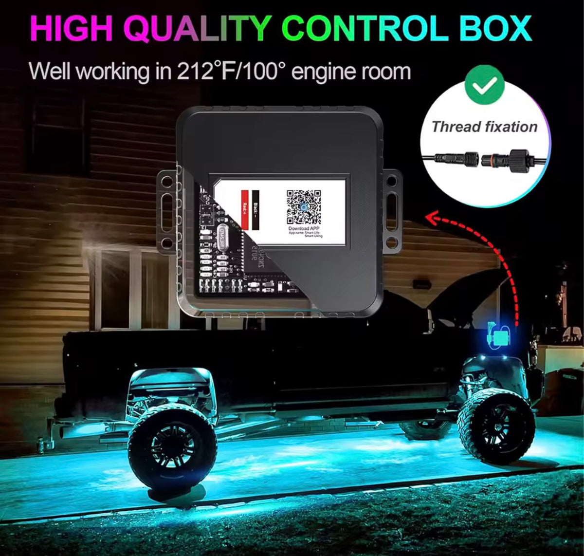 8 Pods RGB LED rock lights Bluetooth control.