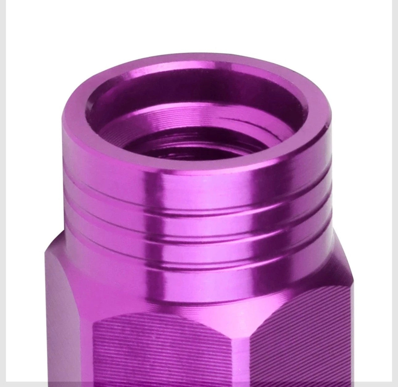 FULL THREADED 20x 12mmx1.5 OPEN END Purple Aluminum 90mm Rim Lug Nut w/Adapter