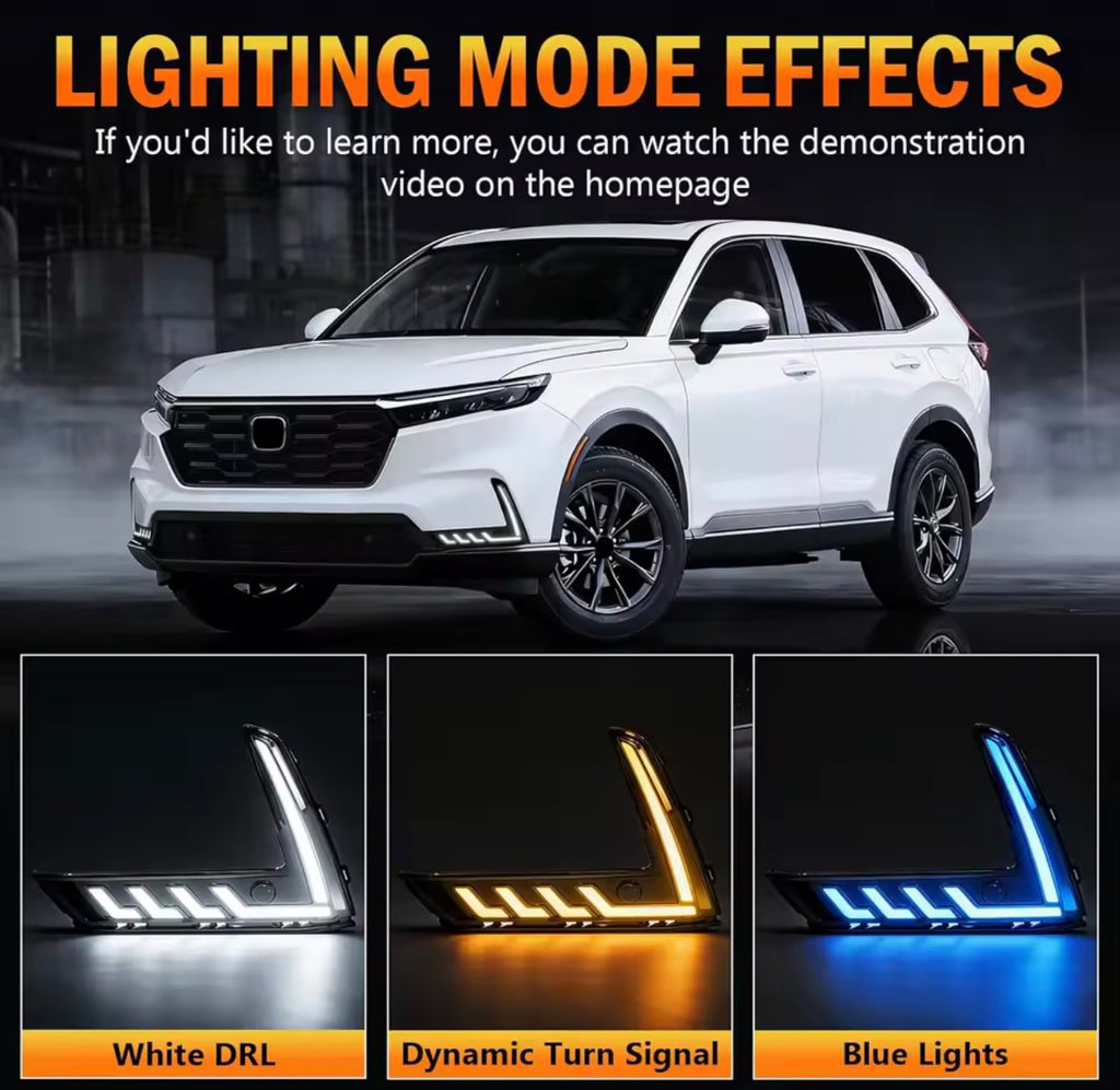1 Kit LED Daytime Running Lights for 2023-2026 Honda CR-V Turn Signal Fog Light