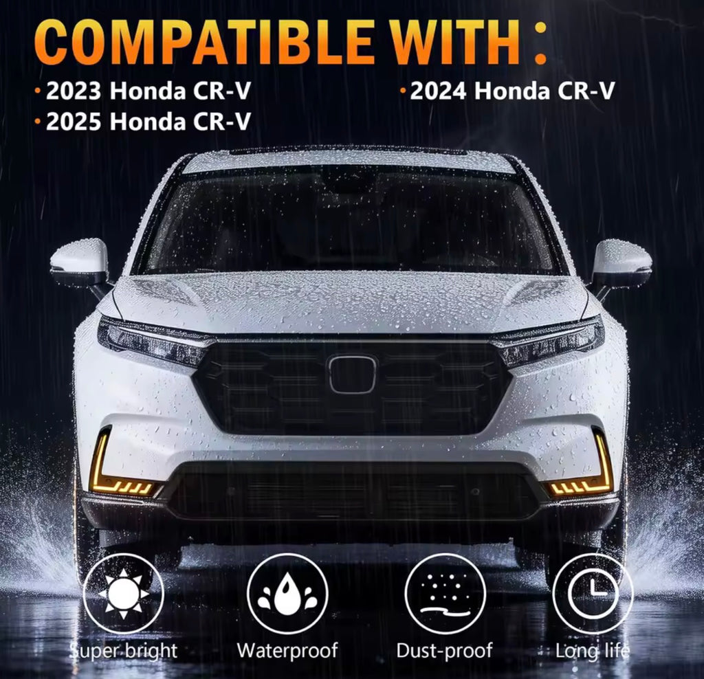 1 Kit LED Daytime Running Lights for 2023-2026 Honda CR-V Turn Signal Fog Light