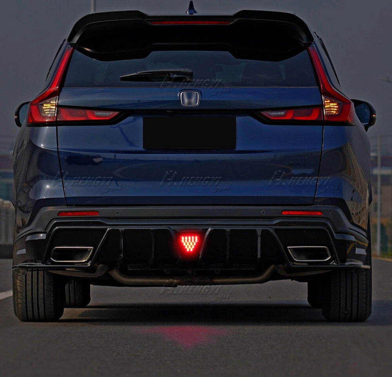 For Honda CR-V CRV 2023-2026 LED Glossy Black Rear Bumper Diffuser Lip Spoiler