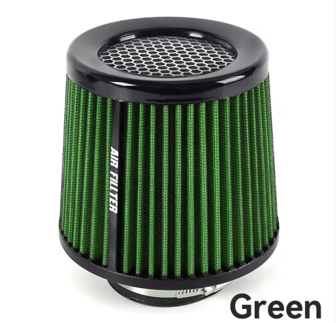 Green 3" 76mm High Flow Inlet Cold Air Intake Cone Replacement Dry Air Filter