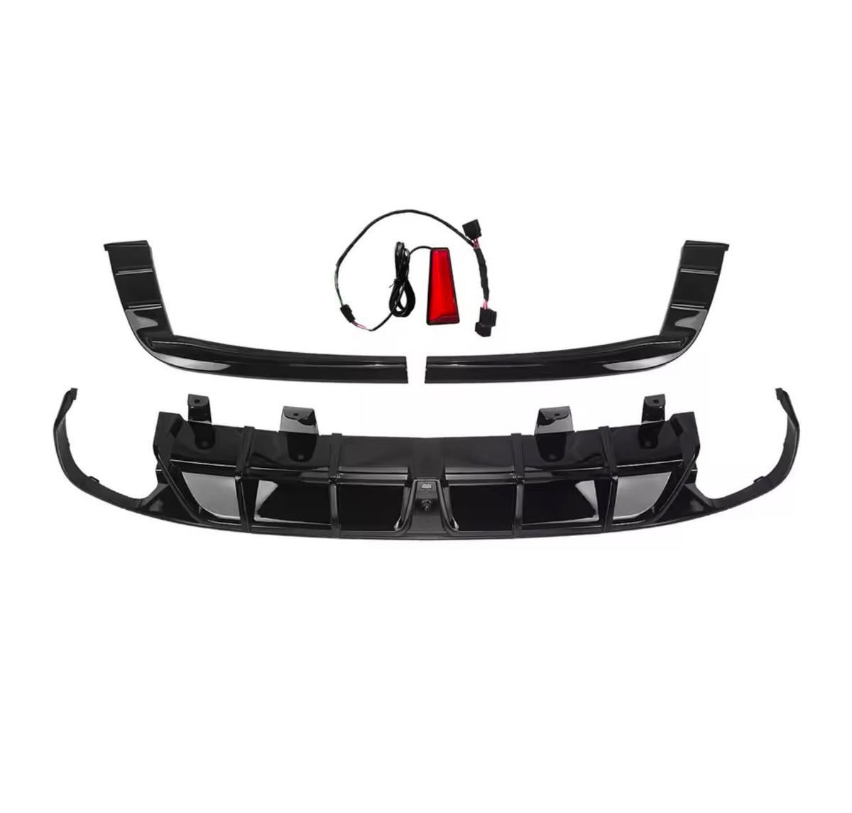 YOFER body kit for 2018-2022 Honda Accord: rear diffuser, bumper lip, gloss black, lower spoiler splitter.